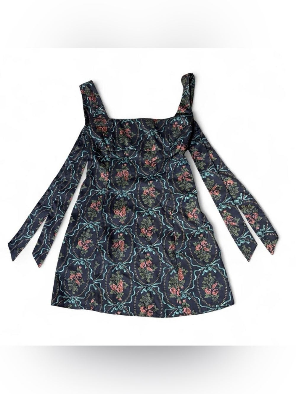 Urban Outfitters Navy Mini Dress with Pink Rose Medallion Print